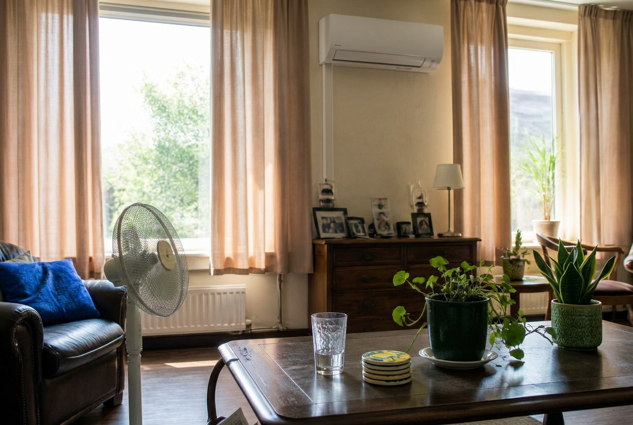 Benauwde woonkamer 's avonds met ventilator